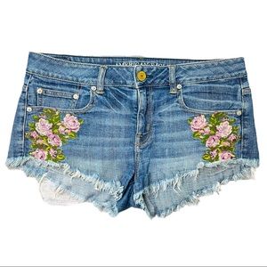 American Eagle Floral Denim Shorts